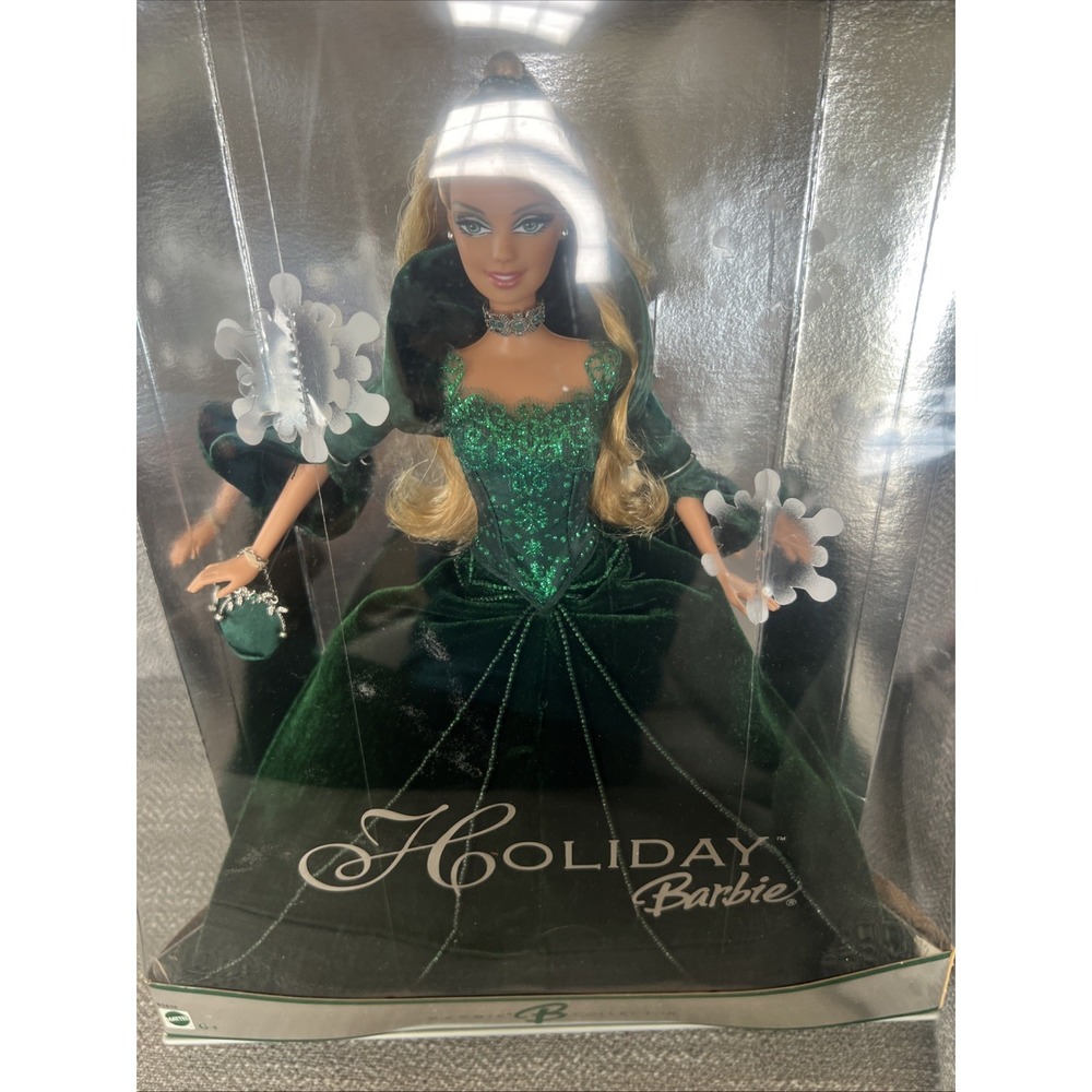 2004 Mattel Special Edition Holiday Barbie Doll Collector Blonde Green Dress - Picture 4 of 9